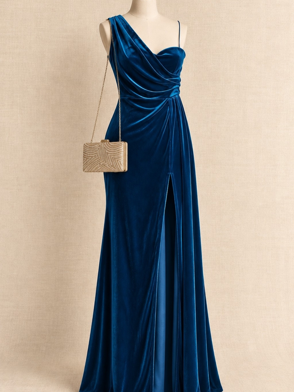 NWT Fashion Nova “Diamonds Are Forever” Velvet Maxi Dress in Royal Blue
